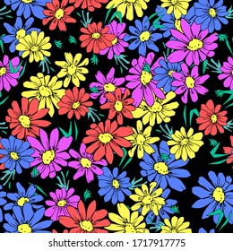 Impresión de fondo de flores para textiles. Las flores dibujadas bello ilustración para el tejido. Diseño de diseño ornamental sin fisuras. Vector
