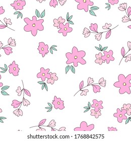 Huella de fondo de flores para textiles. Las flores dibujadas son una hermosa ilustración del tejido. El diseño de un patrón de adorno es perfecto. Vector