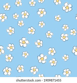 Flowers background print for textile. The drawn beautiful illustration for the fabric. Design ornament pattern seamless. vector illustration