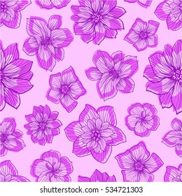 Flowers background. Seamless pattern. Vector graphics.