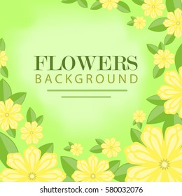 FLOWERS BACKGROUND. SPRING .Green and yellow colors