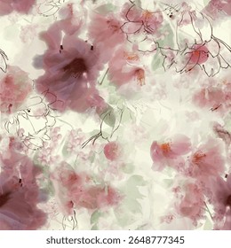 Flores fundo impressionante aquarela arte vintage com rosas rosa claro. 