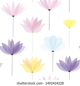 Flowers background. Tender vector illustration of transparent flowers.