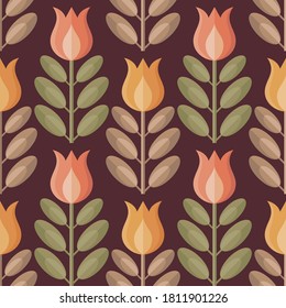 Flowers background vector design. Floral seamless pattern. Decorative mosaic ornament vintage style. Vector illustration. 
