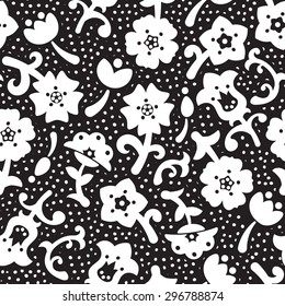 Flowers background vector seamless nature floral pattern