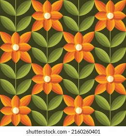 Flowers background in vintage colors. Floral abstract geometric seamless pattern. Vector illustration. 