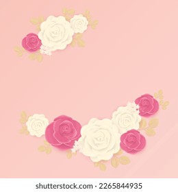 Fondo de las flores. La corona rosa blanca y rosa con la hoja y el espacio para el texto o la foto del lugar.