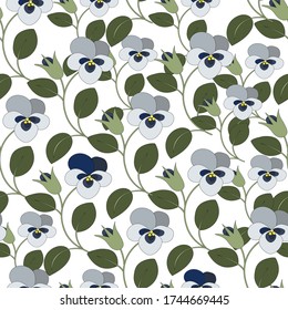 Flowers background.Violets with buds and leaves.Vector illustration