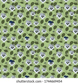 Flowers background.Violets with buds and leaves.Vector illustration