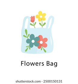 Flowers Bag Vector Flat Icon Design illustration Symbol on White background EPS 10 File 