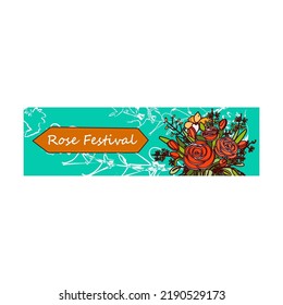 Flowers banner. Roses blossoms vector illustration with text. Florist shop or spring concept for flyer and brochures design