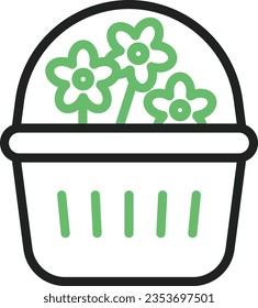 Flowers in Basket Icon image. Suitable for mobile application.