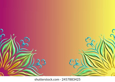 Flowers batik ethnic dayak line art pattern of indonesian for wedding invitation 