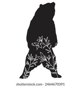 Flowers Bear Vector design. Bear Floral silhouette set. Bear with wildflowers. Vector floral bear, Floral Lover, eps file