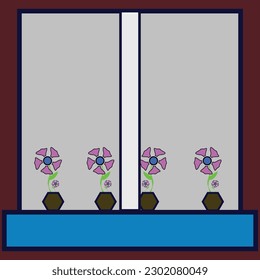 flowers, beautiful, pot, swirling, swirling, tender, leaf, interior, exterior, window view, window, window sill. Desiqkn.