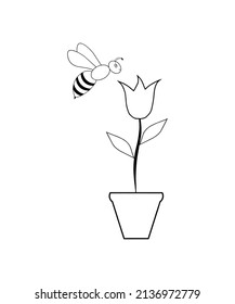 flowers and bees icon vector illustration logo template