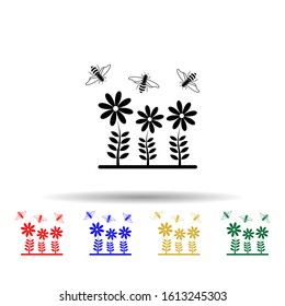 flowers and bees multi color style icon. Simple glyph, flat vector of beekeeping icons for ui and ux, website or mobile application