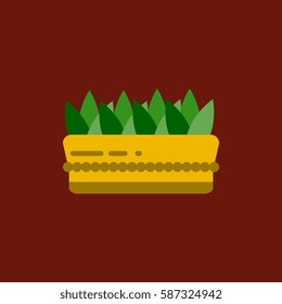 Flowers in a big pot icon, house pot plants, garden interior
