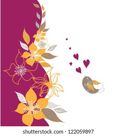 Flowers and bird