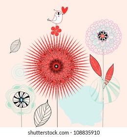 flowers and bird love