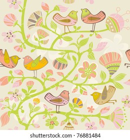 flowers and  birds
