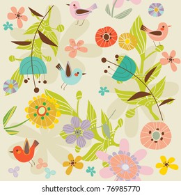 flowers and  birds