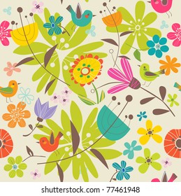 flowers and  birds