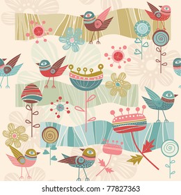 flowers and  birds