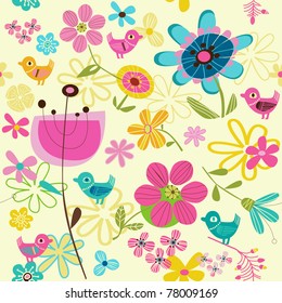 flowers and  birds