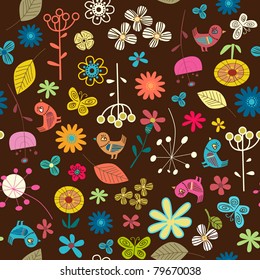 flowers and  birds