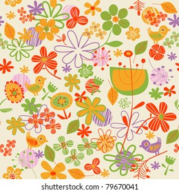 flowers and  birds