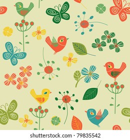 flowers and  birds