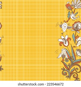 flowers and birds seamless texture border pattern. Endless floral pattern. Can be used for wallpaper or pattern, backdrop, surface textures. Full color seamless floral background