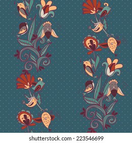 flowers and birds seamless texture pattern. Endless floral pattern. Can be used for wallpaper or pattern, backdrop, surface textures. Full color seamless floral background