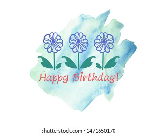 Flowers for the birthday. Vector graphics. Postcard
