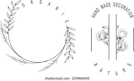 Blumen schwarze Linien Tattoo Set Sammlung Aufkleber Illustration im Vektorformat