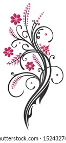 Flowers in black and pink