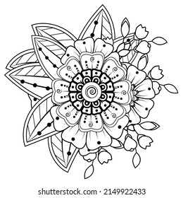 Flowers in black and white. Doodle art for coloring book