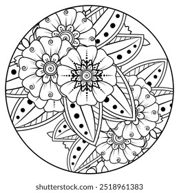 Flowers in black and white. Doodle art for coloring book