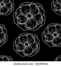 Flowers black and white pattern
