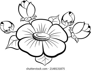 Flowers. Black and white vector drawing