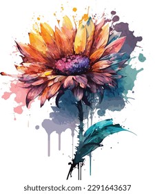 Flowers blooming with splash beautiful vector