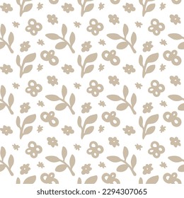 Flowers in blossom, blooming flora and wildflowers. Twigs and branches, leaves and floral decoration. Paisley seamless pattern or background print, wallpaper or textile. Vector in flat style