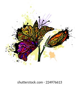 flowers with blotches of paint. Vector