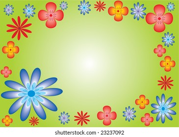 Flowers blue background. Vector. meadow