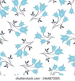 Flowers blue bells. Seamless vector pattern.