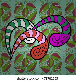 Flowers in blue, green and pink colors. Seamless Floral Pattern in Vector illustration.