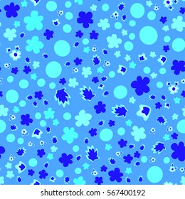 the flowers are blue, blue on blue, seamless pattern 