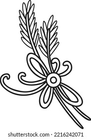flowers with boho plants illustration isolated on background
