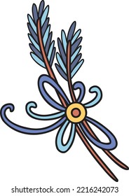 flowers with boho plants illustration isolated on background